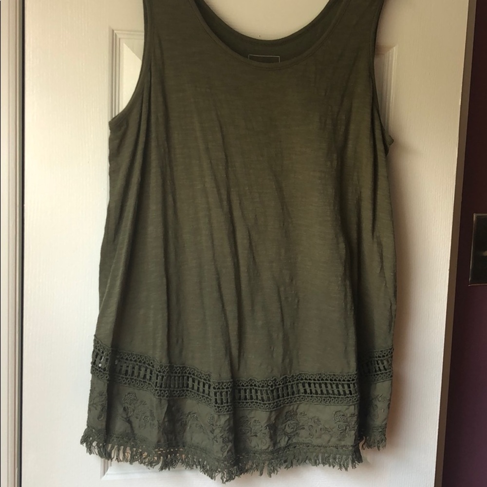 Army green thick strap blouse